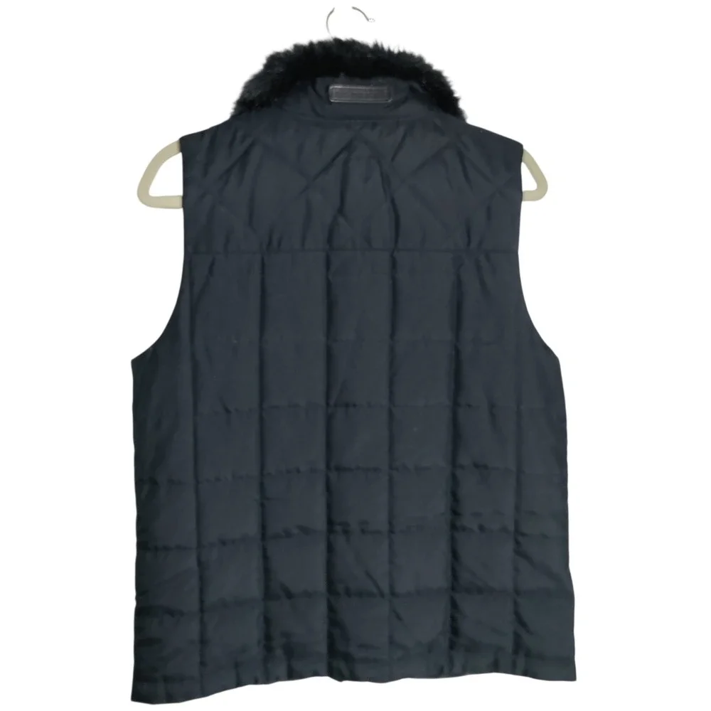Lauren Ralph Lauren Black Quilted Puffer‎ Vest Faux Fur Collar Womens Medium